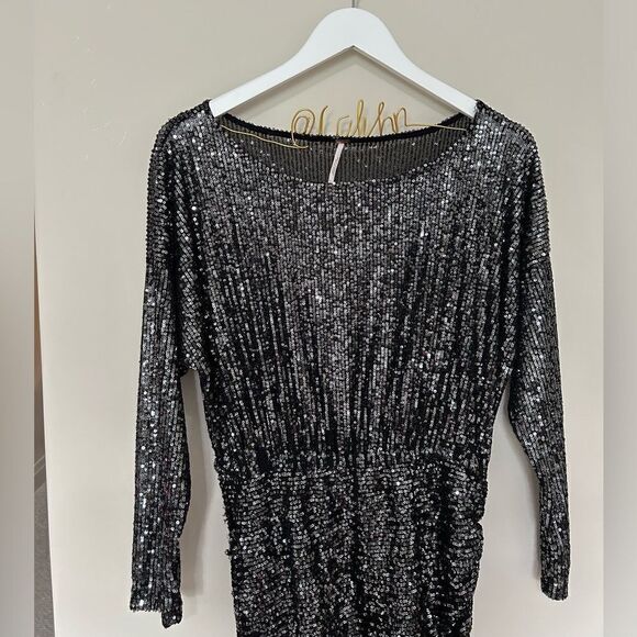 Free People Womens Giselle Sequined One Shoulder Mini Dress - Picture 5 of 11